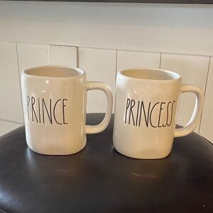 Rae Dunn Cream Prince and Princess Mugs